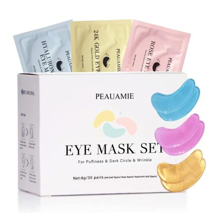 PEAUAMIE Under Eye Patchs (30 Pairs) Gold Eye Mask